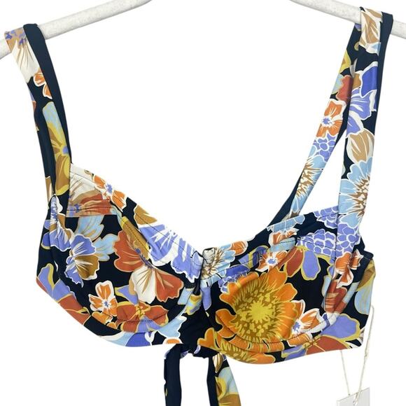 NWT l*space Camellia Underwire Bikini Top Sugar & Space sz S Navy Floral Summer - Picture 4 of 9